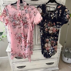 SHEIN Floral Print Women's dresses- Pink and Navy